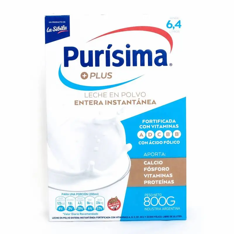 Leche en polvo Entera Purisima, 800g.(E)