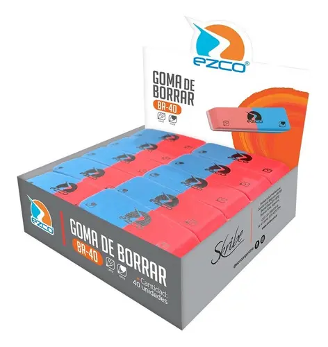 Pack Combo Goma de borrar Ezco Caucho BR40 lápiz/tinta x40