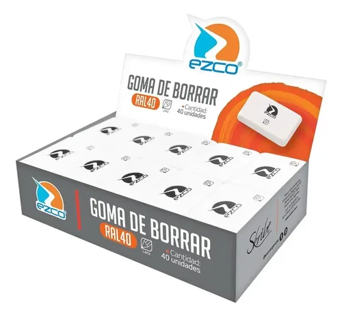 Pack Combo Goma de borrar Ezco Caucho RAL40 lápiz x 40