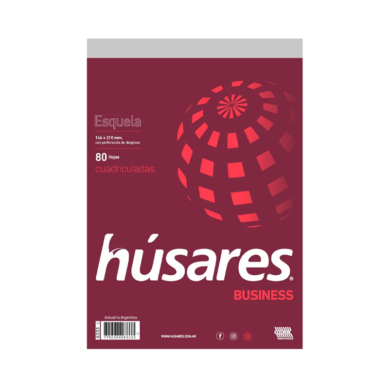 Block A5 emblocado Húsares Business, 80 hojas cuadriculadas