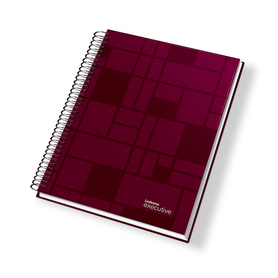 Cuaderno Executive espiralado polipropileno bordó, 22x29cm. 84 hojas rayadas