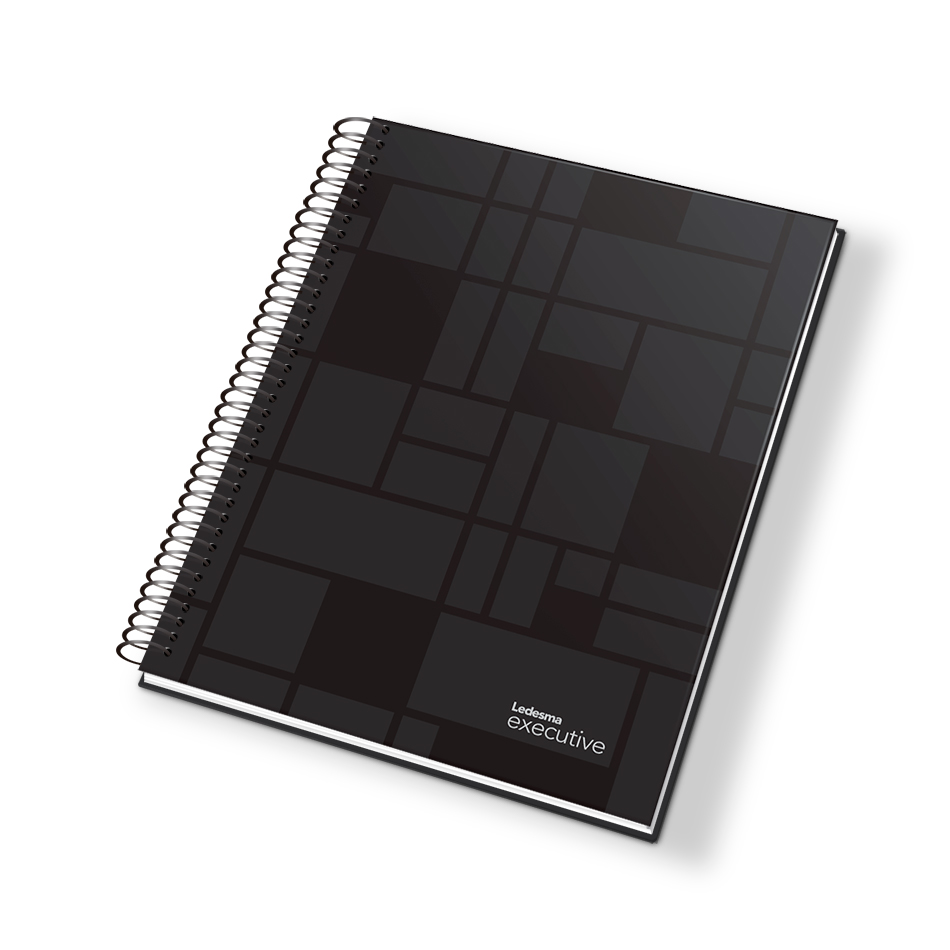 Cuaderno Executive espiralado polipropileno negro, 22x29cm. 84 hojas cuadriculadas
