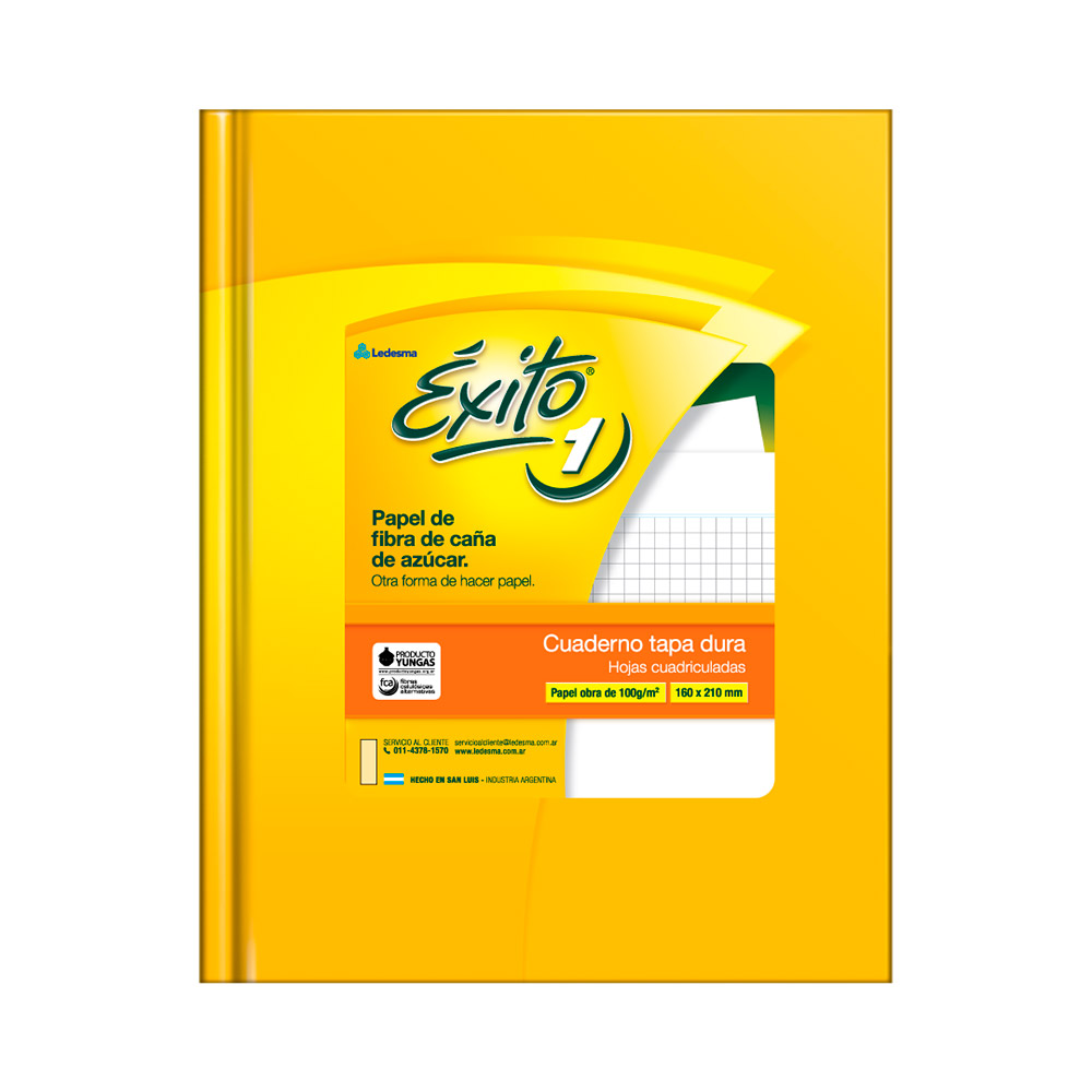Cuaderno Éxito E1 Ecológico tapa cartón, 16x21cm. 100 hojas cuadriculadas