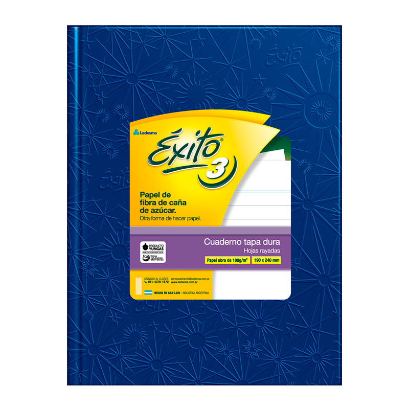Cuaderno Éxito E3 Universo, forrado azul, 19x24cm. 100 hojas rayadas