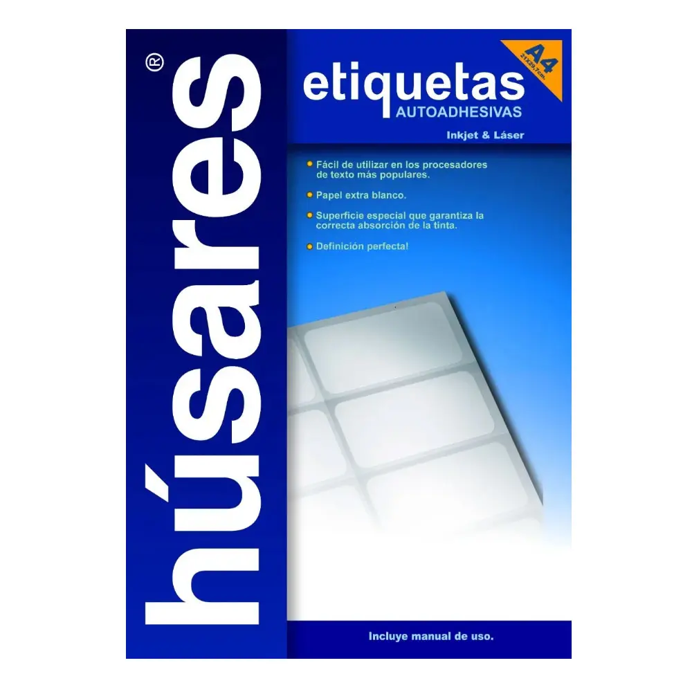 Etiqueta imprimibles InkJet | LaserJetHúsares H34121 A4, 6.35 x 3.81cm. 100 hojas