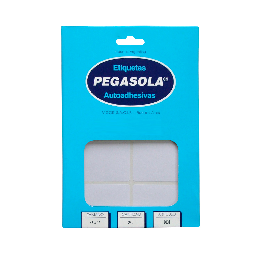Etiquetas Pegasola 3.6 x 5.7cm. caja de 240 etiquetas
