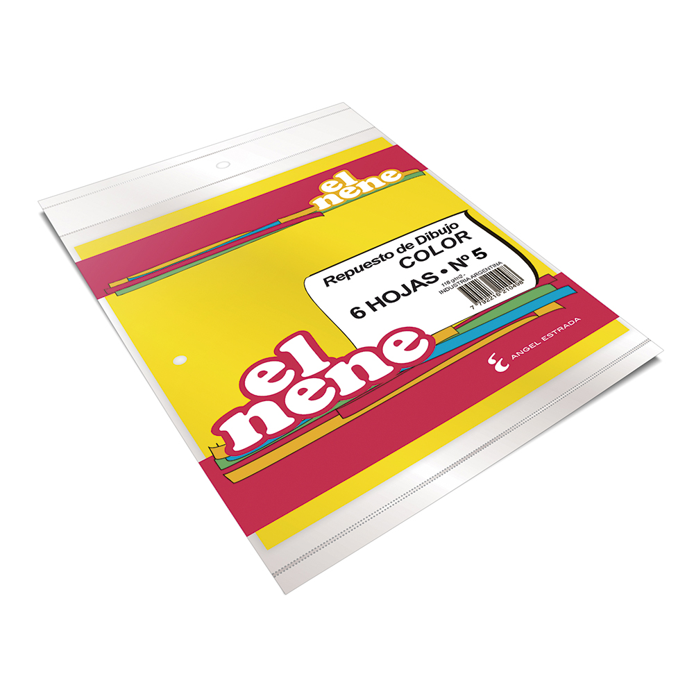 Repuesto de Dibujo El Nene N°5 color, 6 hojas