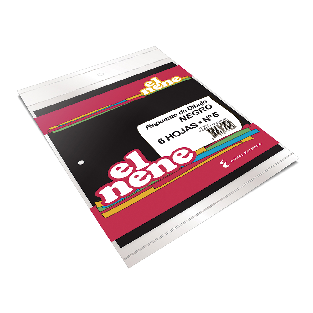 Repuesto de Dibujo El Nene N°5 negro, 6 hojas