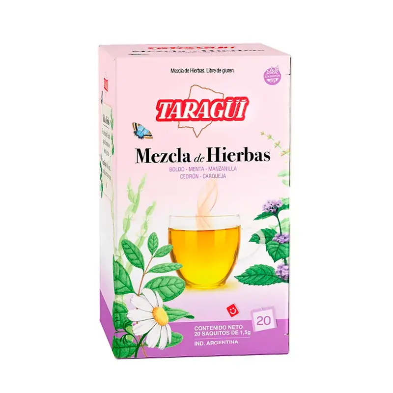 Té Mezcla de hierbas Taragüí, caja de 20 saquitos
