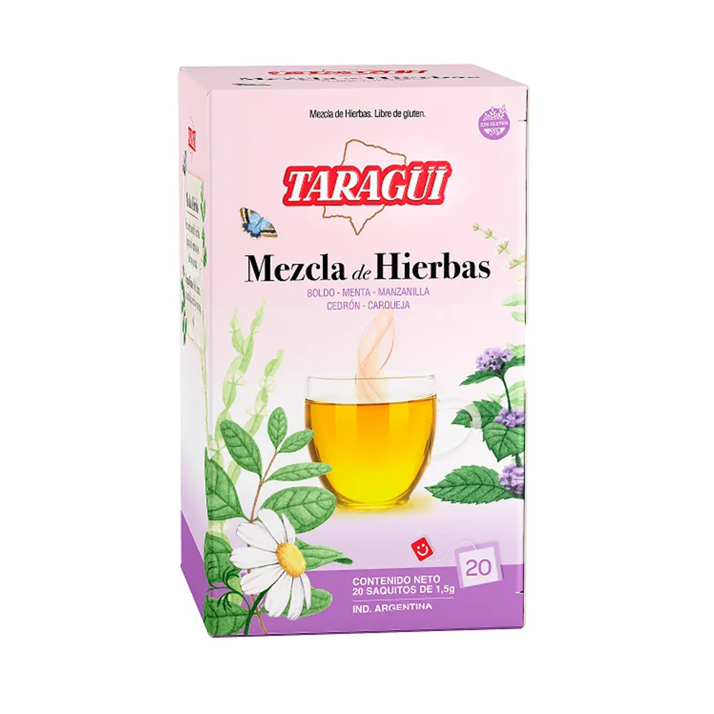 Té Mezcla de hierbas Taragüí, caja de 20 saquitos