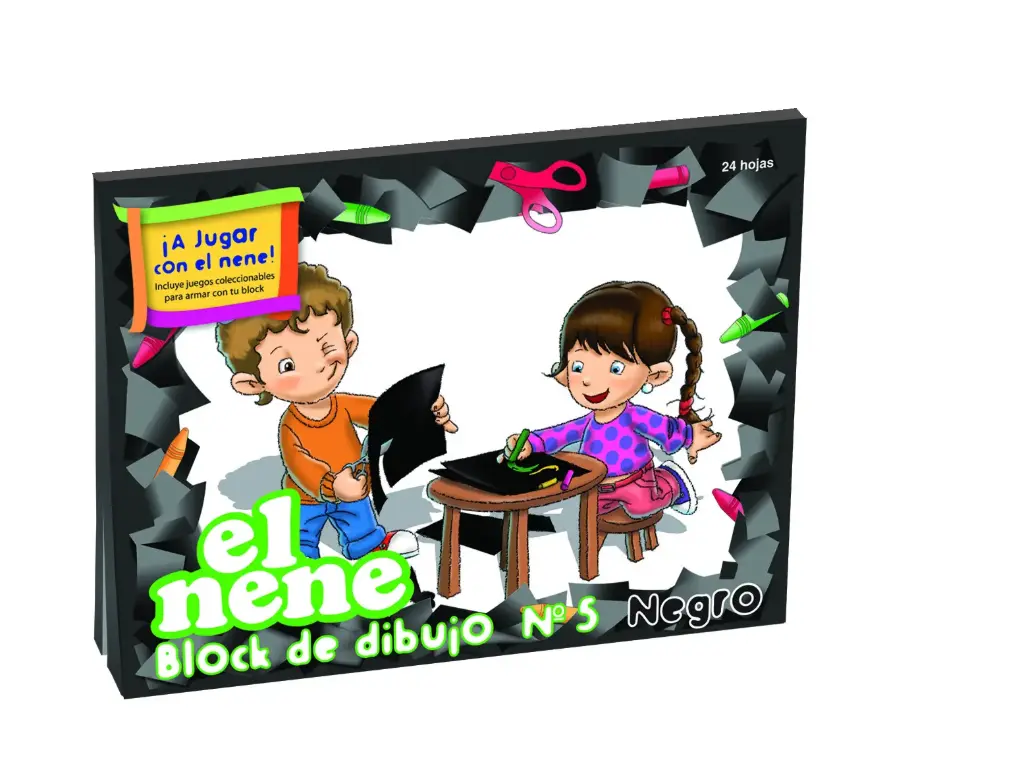 Block de dibujo El Nene N°5, 24 hojas negras