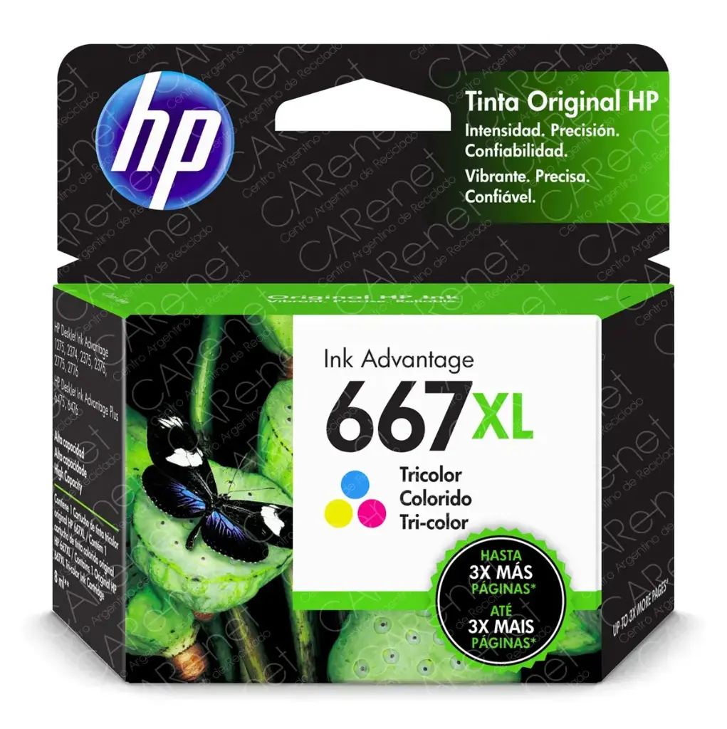 Cartucho Original HP 3YM80AL #667XL, Alto Rendimiento, Tricolor