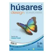 Resma Húsares Design A4 75 Gs. 500 Hs. Celeste 7881