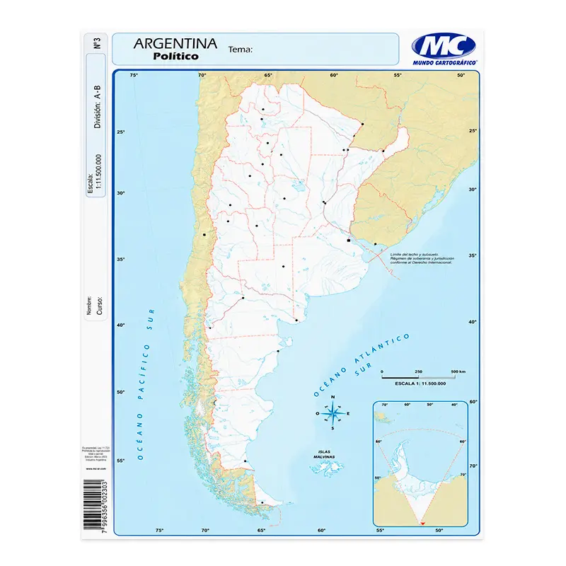 Mapa Argentina político N°3 MC, unidad