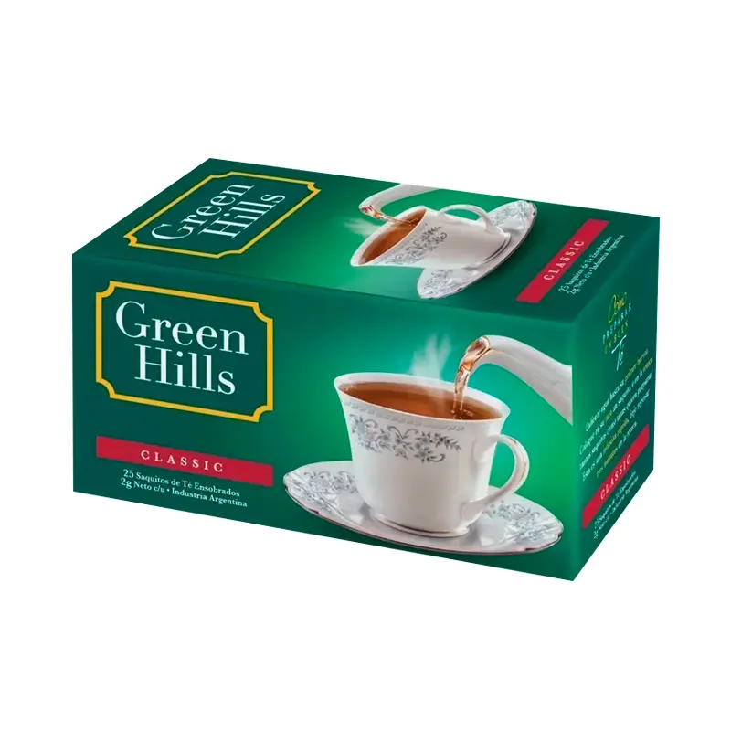 Té Green Hills, caja de 25 saquitos ensobrados 