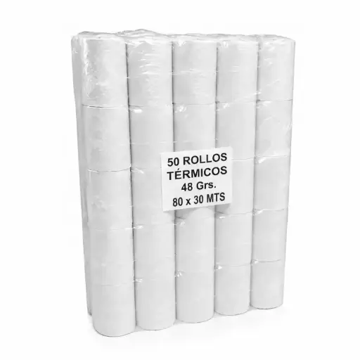 [COMBORT8030X50] Pack de 50 Rollos de Maquina Térmicos de 80mm. x 30mts. 
