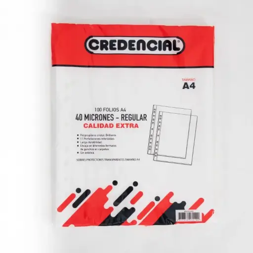 [CREDFOL40A4100] Folios A4 PPP Credencial 40 micrones pack x100