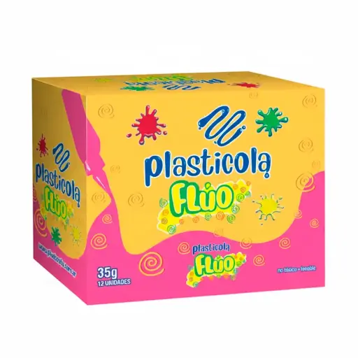 [PLASTBRFLU12] Adhesivo Brillo Plasticola colores flúo, 40g. pack de 12 unidades