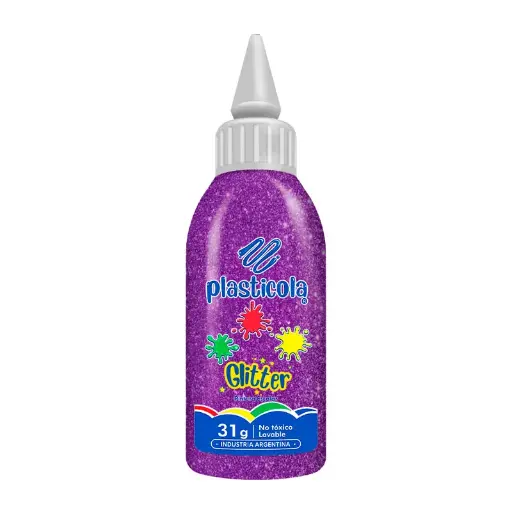 [PLASTBRPUR12] Adhesivo brillo Plasticola púrpura, 38g. pack de 12 unidades