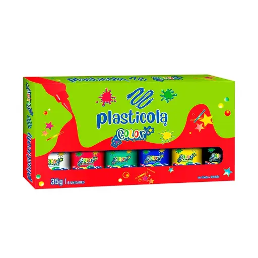 [PLASTCOLCJX6] Adhesivo color Plasticola, 40g. pack de 6 unidades