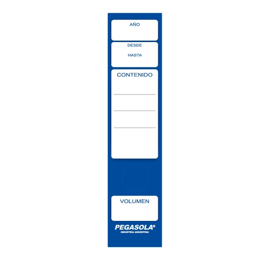 [LOMOBIBLAZUL] Lomo autoadhesivo para bibliorato azul, pack de 20 unidades