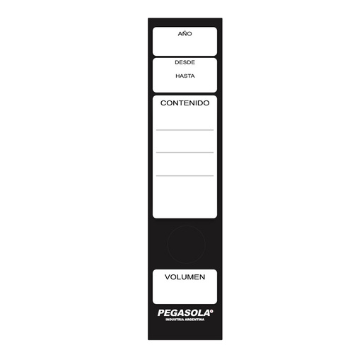 [LOMOBIBLNEGR] Lomo autoadhesivo para bibliorato negro, pack de 20 unidades