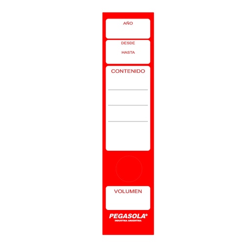 [LOMOBIBLROJO] Lomo autoadhesivo para bibliorato rojo, pack de 20 unidades