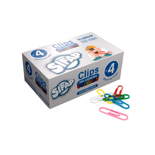 [SIFAPCLIPFN4] Broches Clips Sifap forrados N°4, caja de 100 unidades