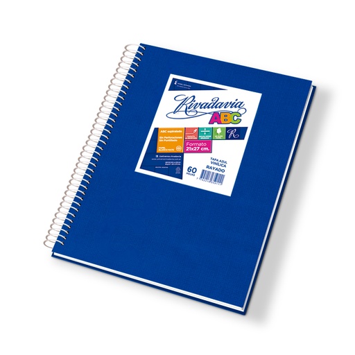 [ABC2127AZ60R] Cuaderno Rivadavia ABC espiralado Araña azul, 21x27cm. 60 hojas rayadas