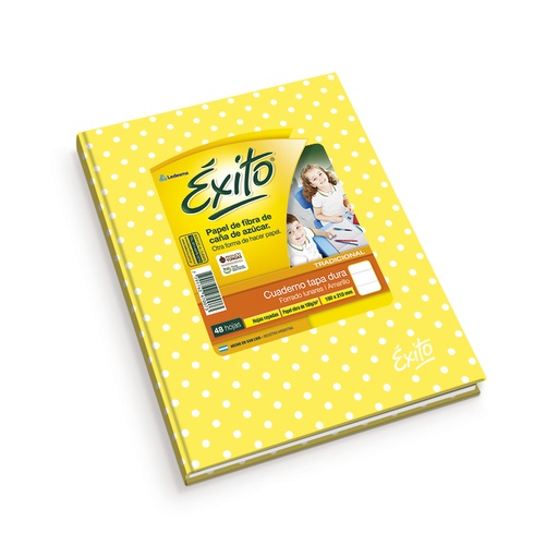 [EXITO1LUNAMA] Cuaderno Éxito E1 Lunares amarillo, 16x21cm. 48 hojas rayadas