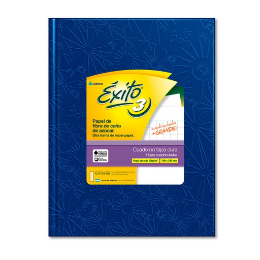 [EXITO3UA48CG] Cuaderno Éxito E3 Universo, forrado azul, 19x24cm. 48 hojas cuadriculado grande
