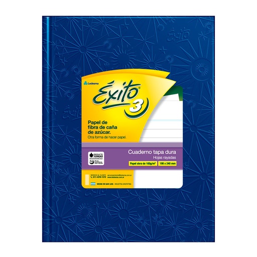 [EXITO3UAZ100] Cuaderno Éxito E3 Universo, forrado azul, 19x24cm. 100 hojas rayadas