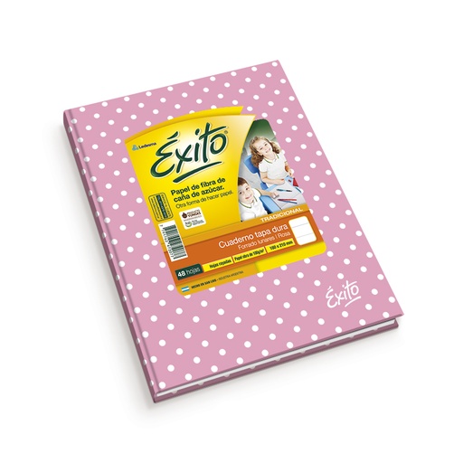 [EXITO1LUNROS] Cuaderno Éxito E1 Lunares rosa, 16x21cm. 48 hojas rayadas