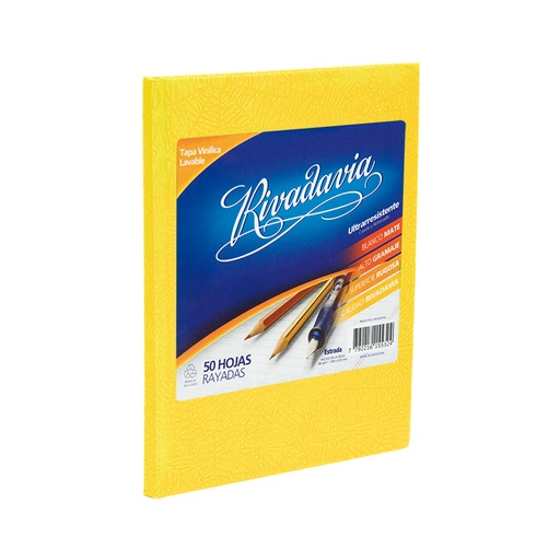 [RIVTCAMAR50R] Cuaderno Araña Rivadavia tapa dura amarillo, 16 x 21cm. 50 hojas rayadas