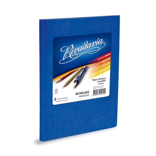 [RIVTCAZUL50R] Cuaderno Rivadavia Araña azul, 16x21cm. 50 hojas rayadas