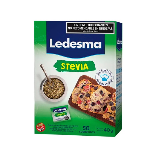 [LEDESSTEVX50] Edulcorante Ledesma Stevia, caja de 50 sobres(D)