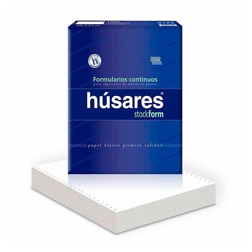 [HUSARES3128] Formulario continuo Húsares original liso troquelado a 6", 12" x 25cm. 1000 hojas(D)