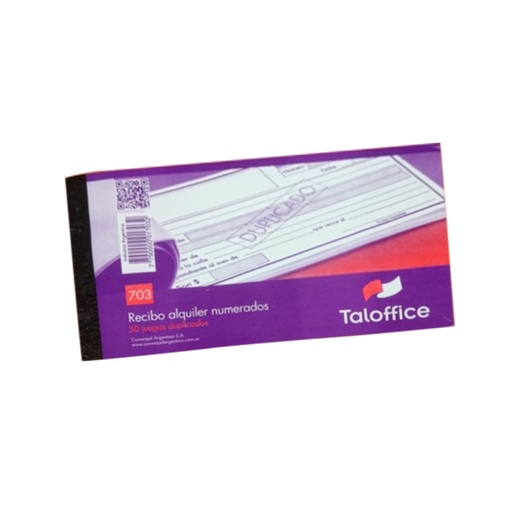 [TALOFFICE703] Talonario Alquiler duplicado Taloffice 703