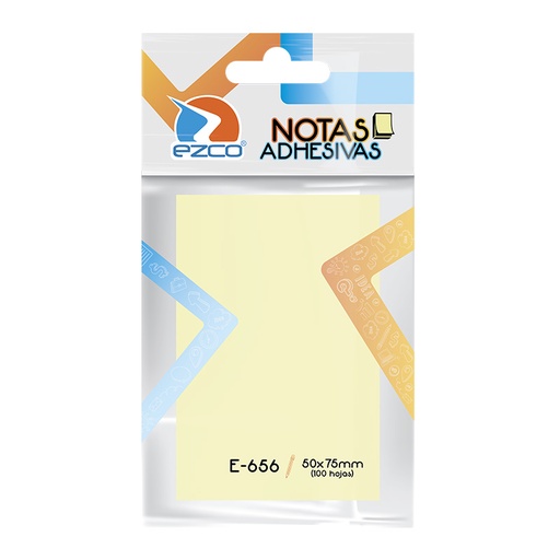 [EZCONOAM5075] Notas Autoadhesivas Ezco E-656 amarillas, 50 x 75mm. block de 100 hojas