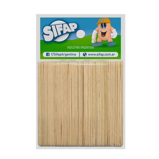 [PALITOHNAT50] Palito de helado para manualidades Sifap madera, pack de 50 unidades