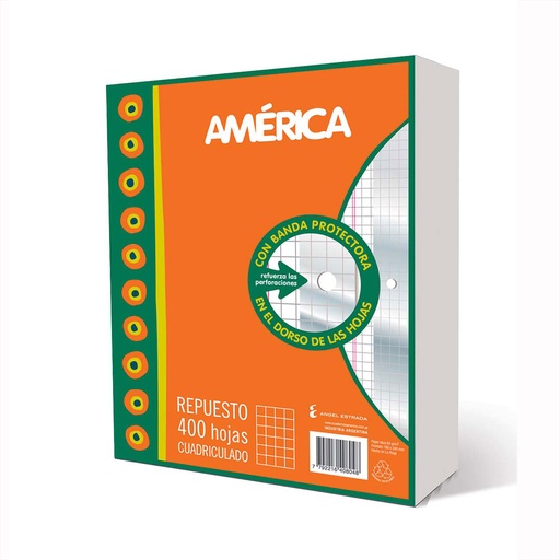 [AMERREP400CU] Repuesto América Banda, 400 hojas cuadriculadas