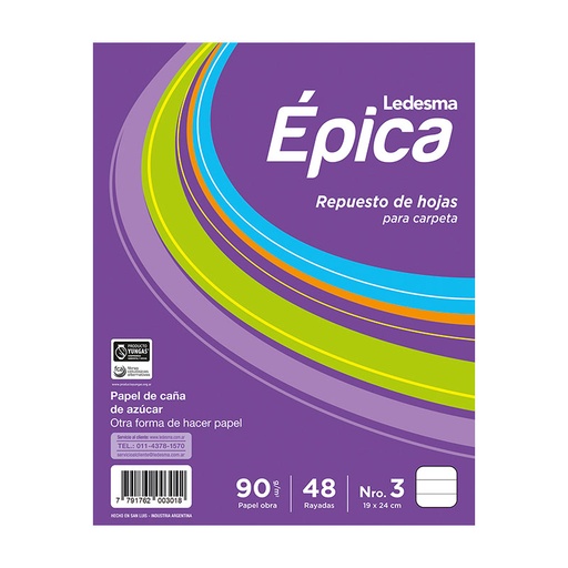 [EPICAREP48R] Repuesto Épica, 48 hojas rayadas