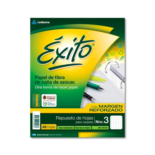 [EXITOREF48C] Repuesto Éxito Reforzado, 48 hojas cuadriculadas