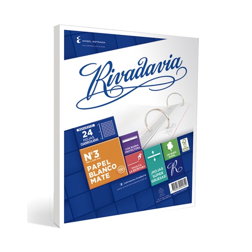 [RIV24CUAD] Repuesto Rivadavia Banda, 24 hojas cuadriculadas
