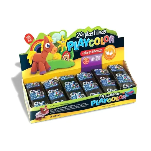 [PLAYPLA24NEG] Plastilina Playcolor negra, caja de 24 barras