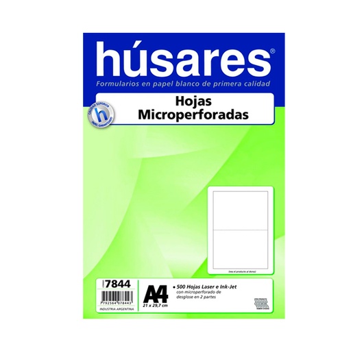 [HUSARES7844] Resma micropuntillada Húsares A4 75g. 500 Hs. 7844