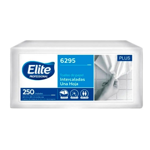 [ELITETOA6295] Toallas p/manos Elite 6295 blancas, 19x20 cm, 10 packs de 250 hojas