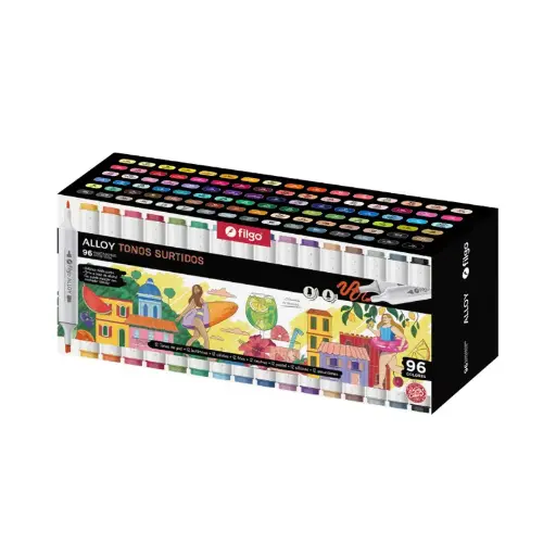 [FILGOMARDOBPT96] Marcador Doble Punta Filgo Alloy, 96 colores 