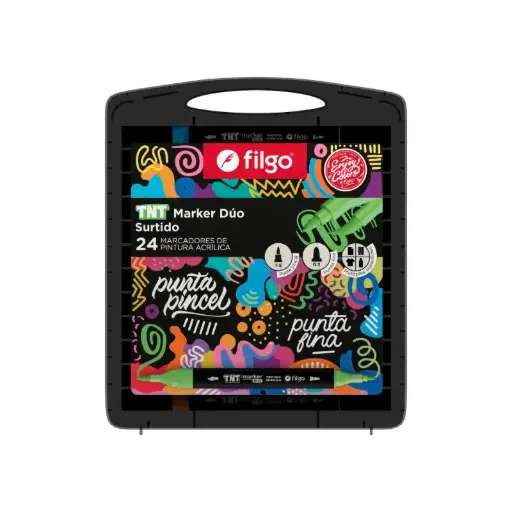 [FILGOTNTDUO24] Marcador de Pintura al Agua Filgo TNT Marker DUO Doble punta, estuche de 24 colores