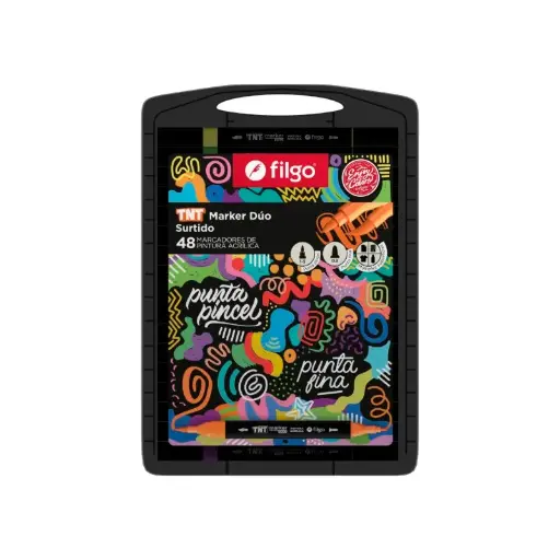 [FILGOTNTDUO48] Marcador de Pintura al Agua Filgo TNT Marker DUO Doble punta, estuche de 48 colores